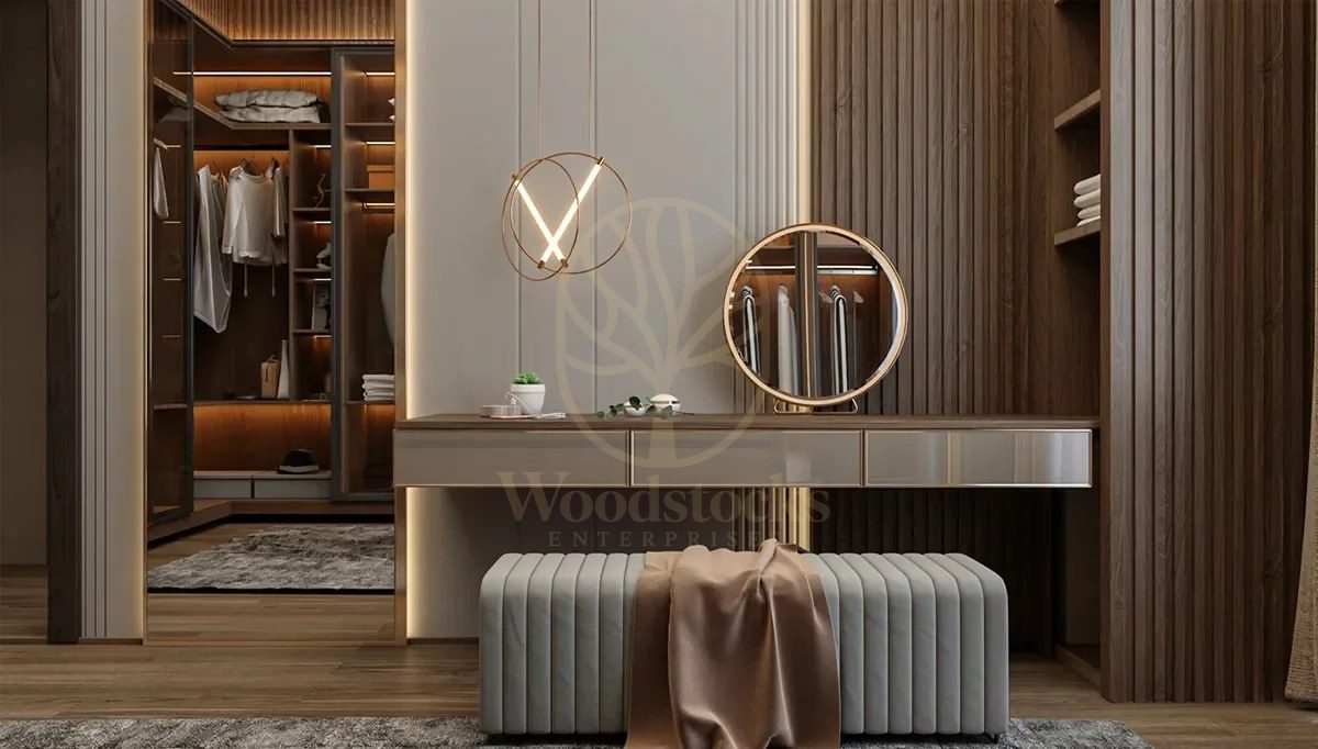 Luxury Quasar Handcrafted Teak Walk-in Wardrobe, Saharanpur, view 6