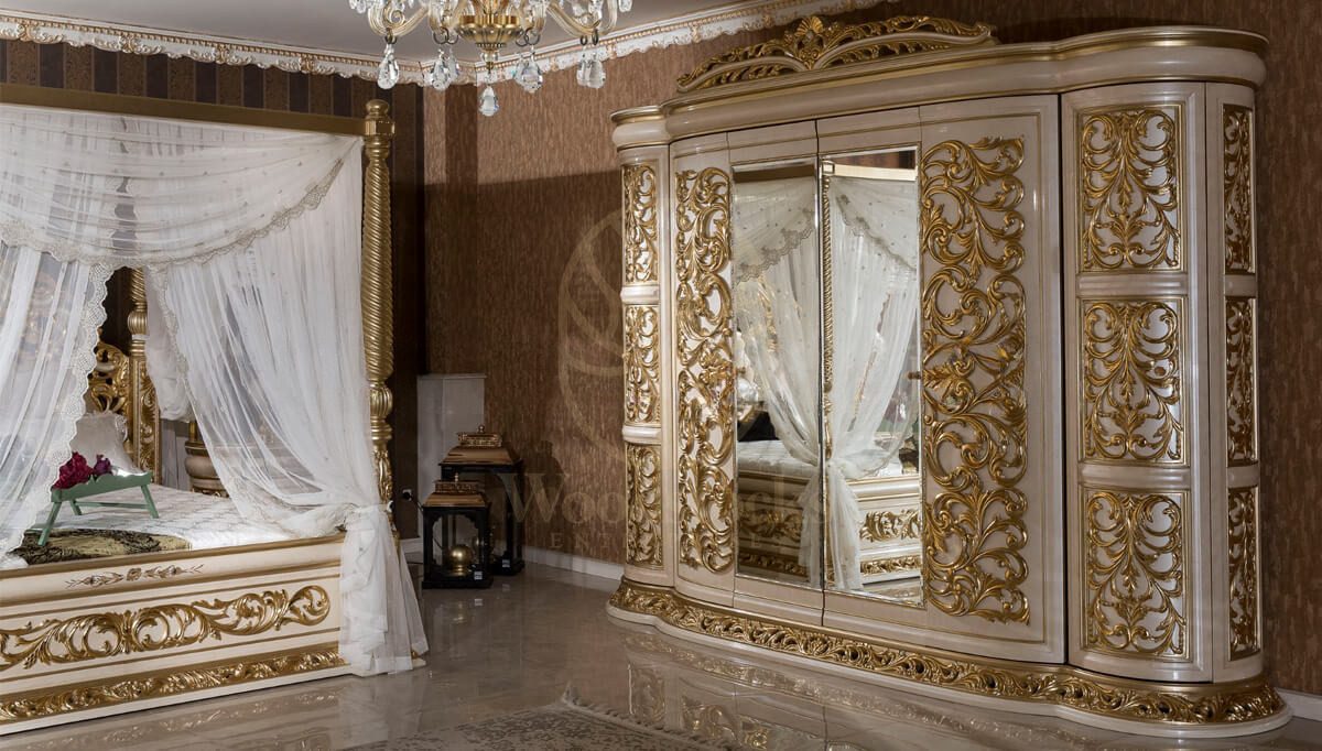 Royal Harzemsah Cream Hand Carved Teak King Size Bed, Saharanpur, view 10