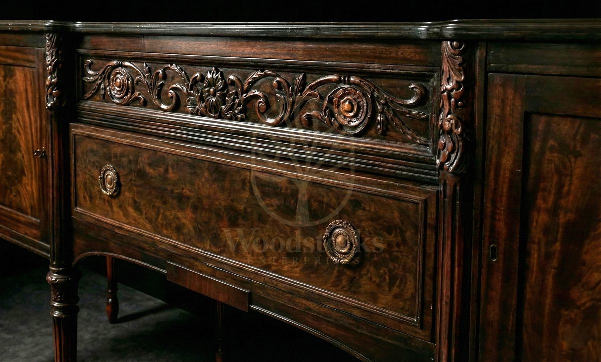 Hand Carved Teak Somerset Acanthus-Rosette Banquet Console, Saharanpur, view 3