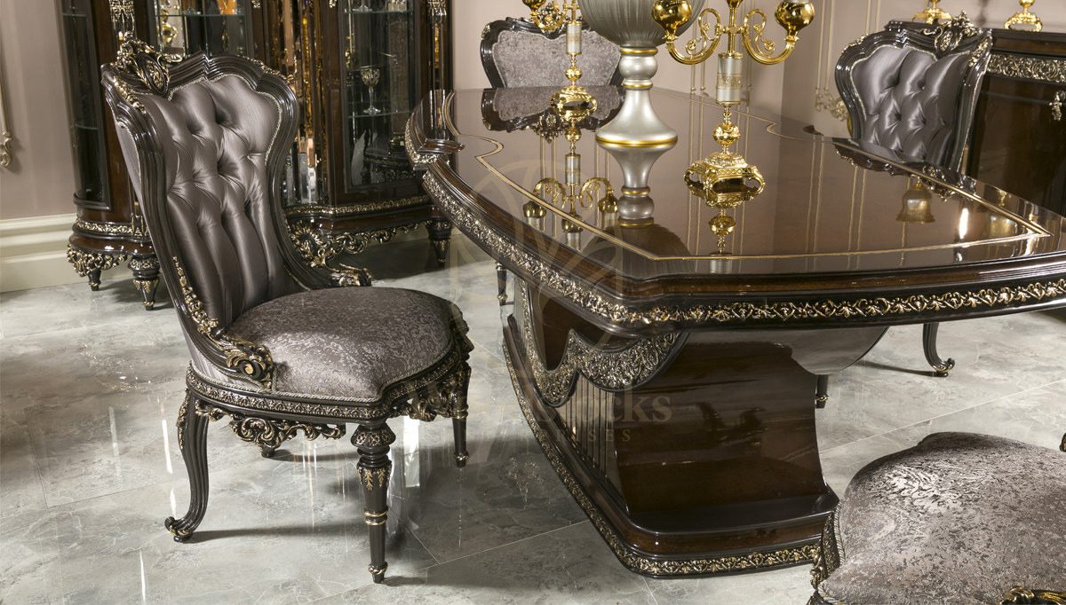 Royal Siena Hand Carved Teak Dining Table Set, Saharanpur, view 2