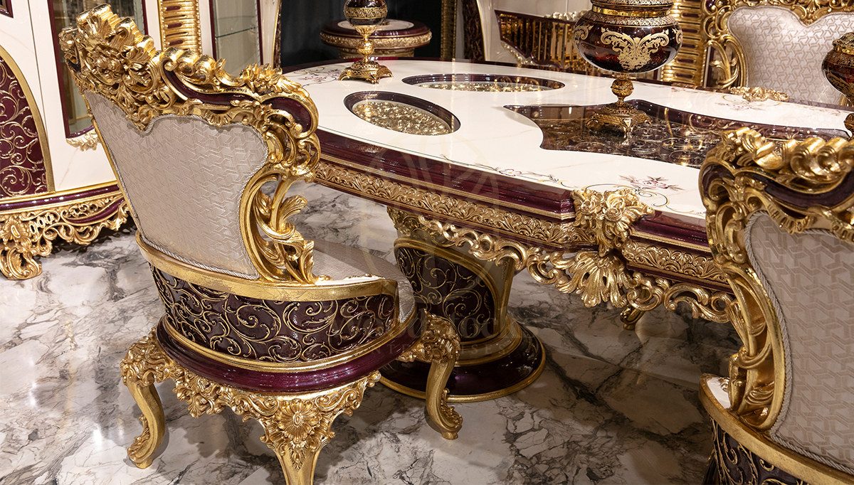 Royal Kopenhag Hand Carved Teak Dining Table Set, Saharanpur, view 4