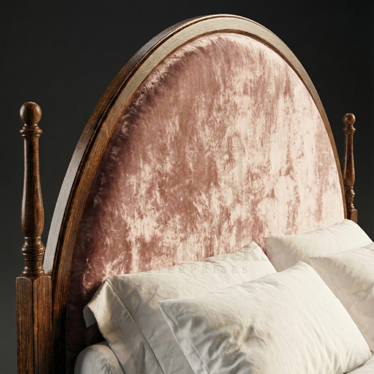 Royal Teak Lyonnais Velvet-Panel Arched Salon Bed, Saharanpur, view 4