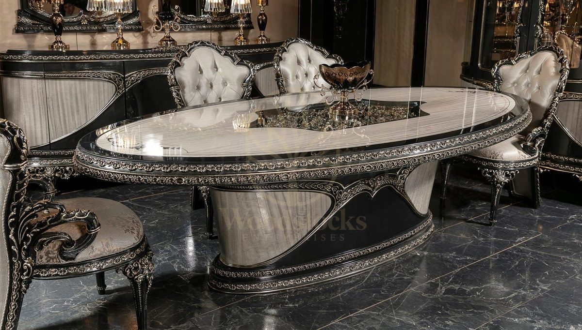 Royal Hazine Hand Carved Teak Dining Table Set, Saharanpur, view 3