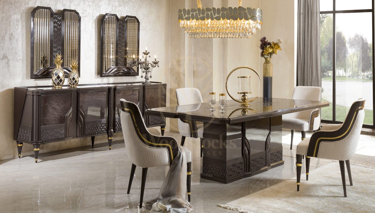 Luxury Lenora Handcrafted Teak Dining Table Set, Saharanpur, Dining Table