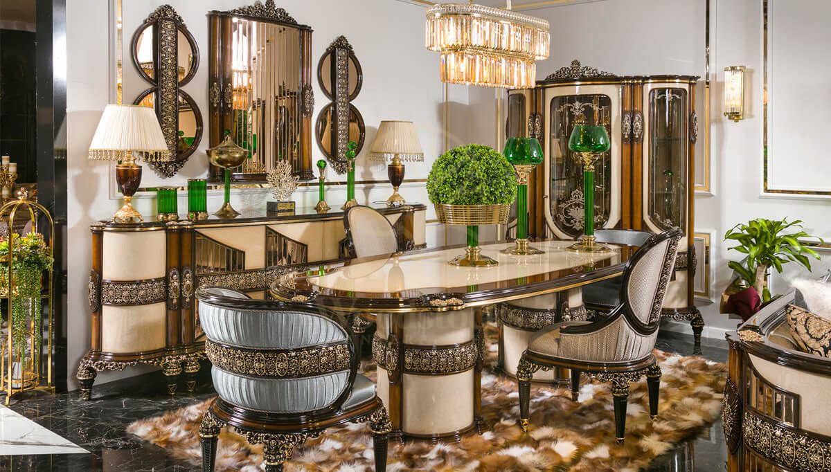 Royal Merkur Hand Carved Teak Dining Table Set, Saharanpur, Dining Table