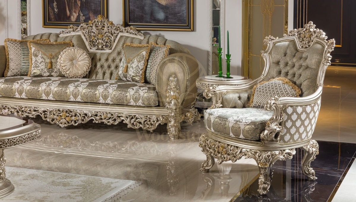 Royal Haseki Hand Carved Teak Sofa Set, Saharanpur, view 5