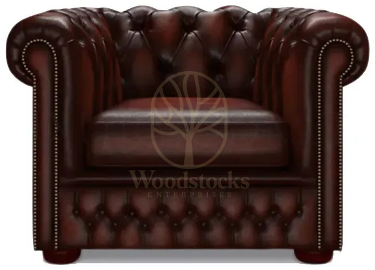 Royal Armchair Chesterfield Leather Hand Carved Teak Armchair, Saharanpur, Living Room Chair