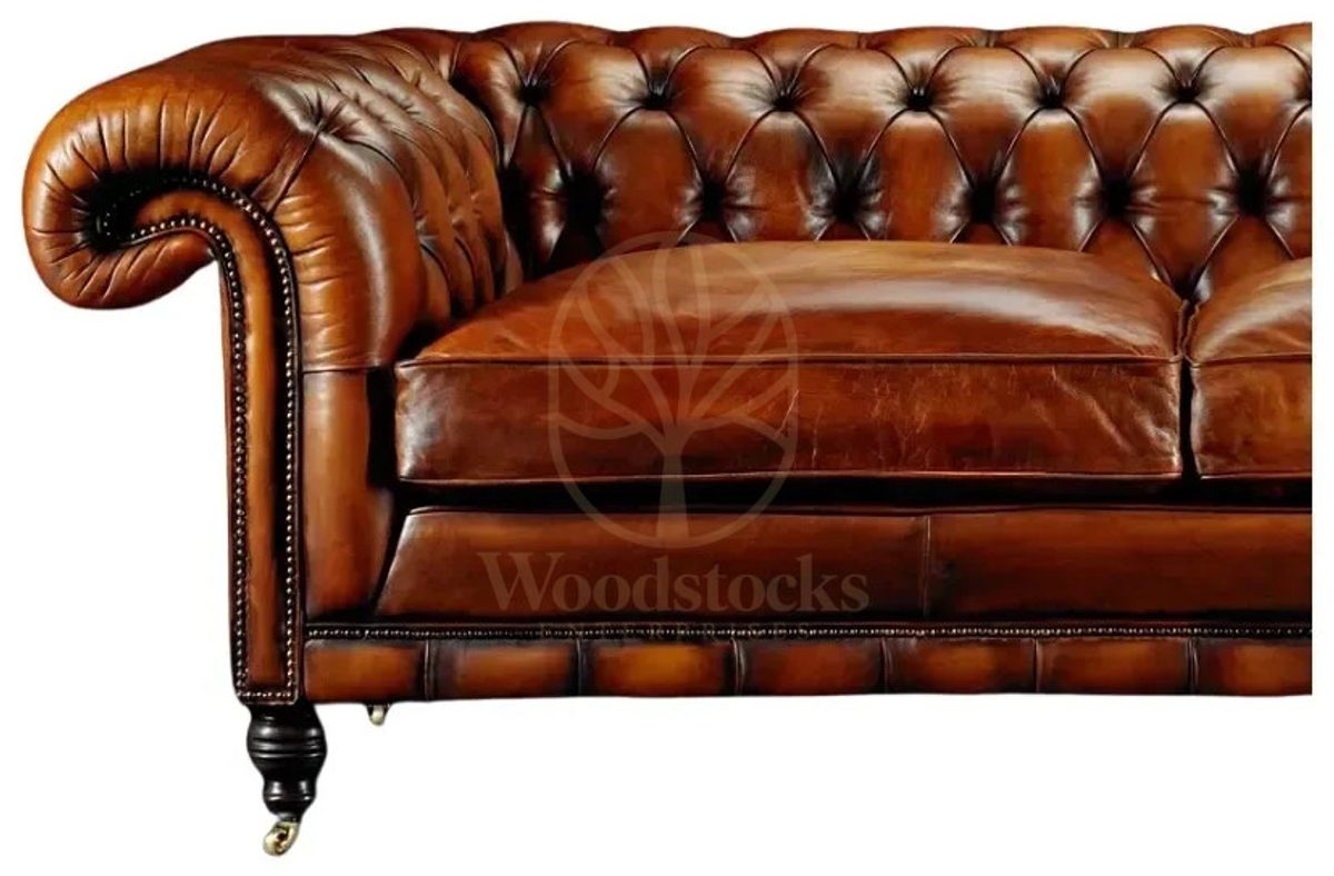 Royal Everton Chesterfield Leather Hand Carved Teak Sofa Set, Saharanpur, view 2