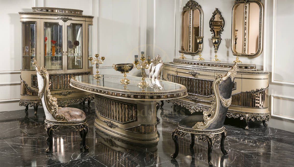 Royal Benesta Hand Carved Teak Dining Table Set, Saharanpur, Dining Table