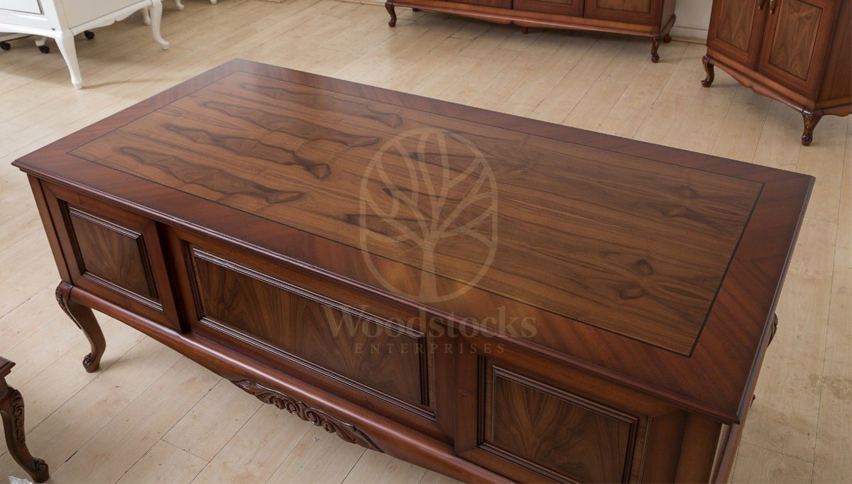 Royal Lukera Hand Carved Teak Office Table, Saharanpur, view 3