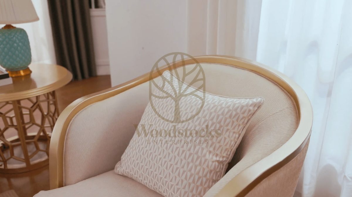 Teak Contemporary Gold Living Room Chair II, view 6