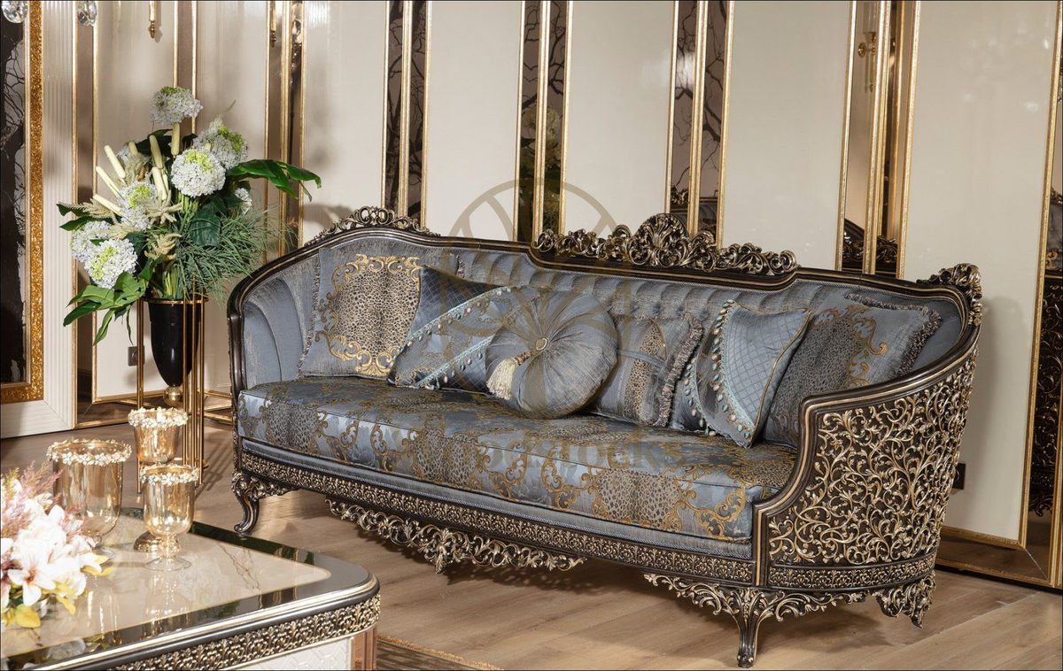 Teak Lagos Blue Grey Tufted Sofa Set, alternate view