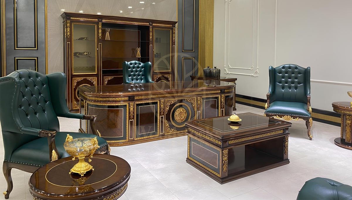 Royal Ayaz Hand Carved Teak Office Table, Saharanpur, view 2
