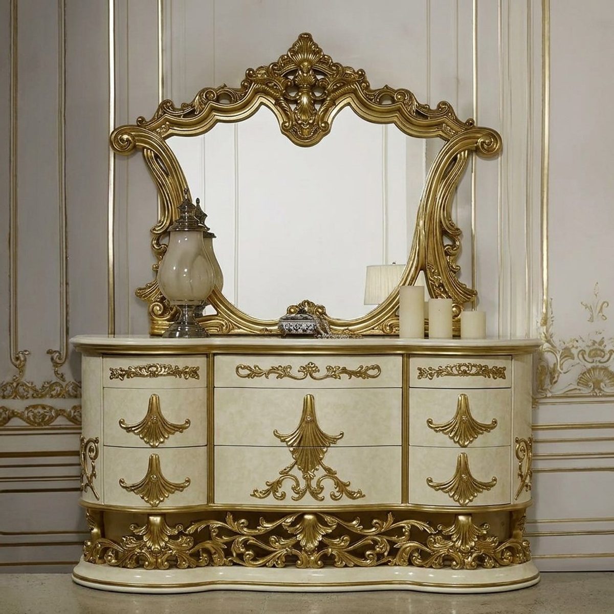 Teak Ornate Gold Dressing Table II, Dressing Table