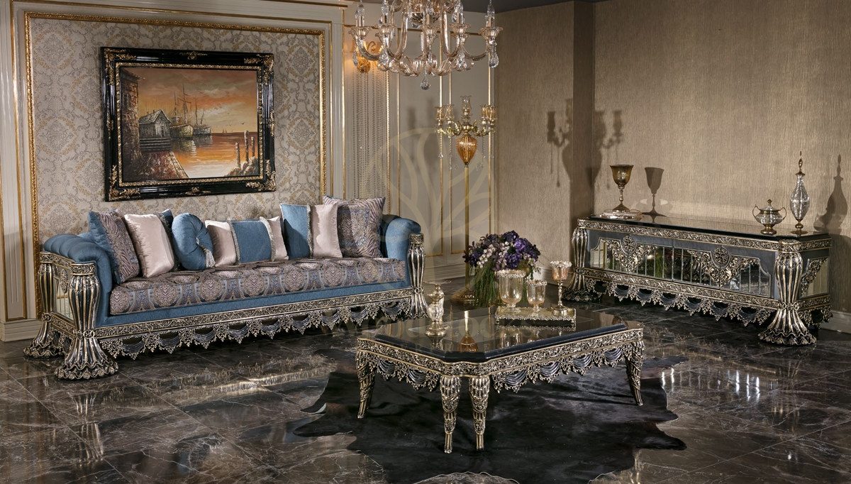 Royal Cape Grey Hand Carved Teak Sofa Set, Saharanpur, Sofa Set