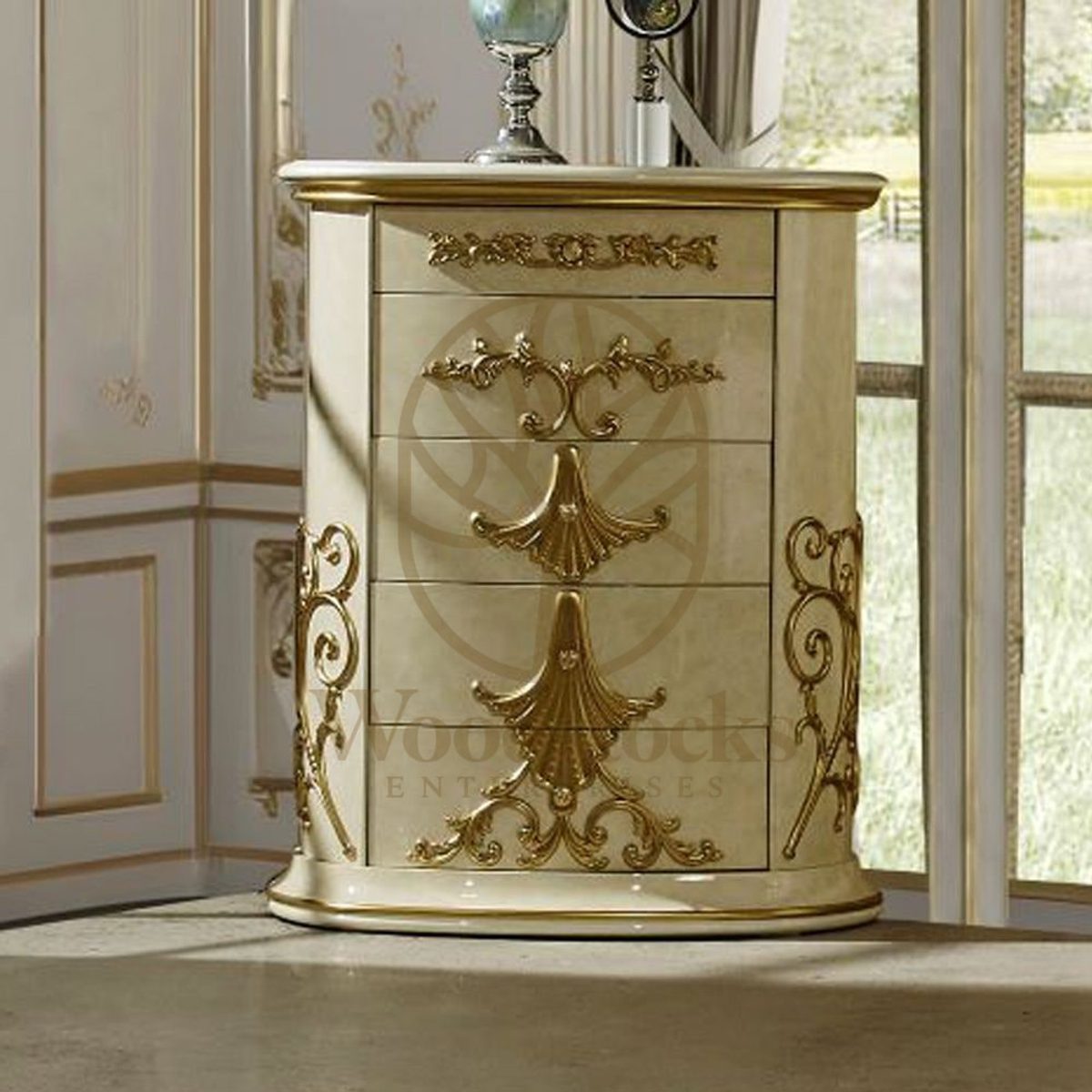 Teak Luxury Gold Decorative Mirror, view 3