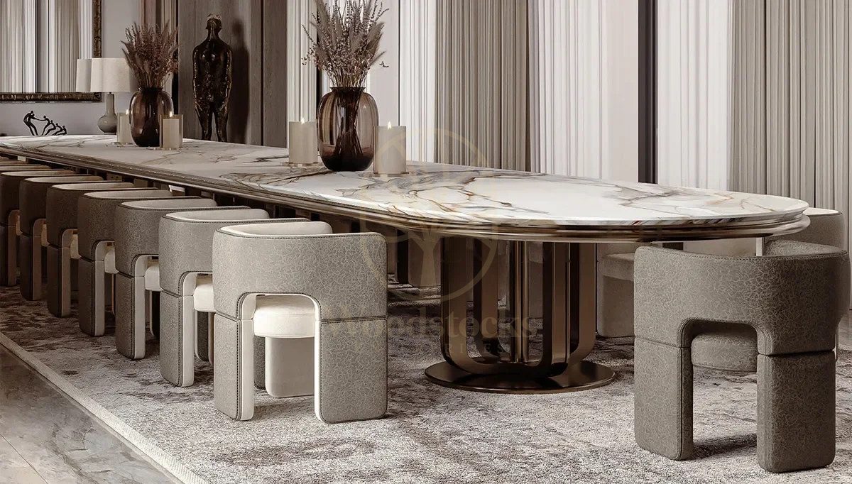 Luxury Dining Marble Handcrafted Teak Dining Table Set, Saharanpur, view 8