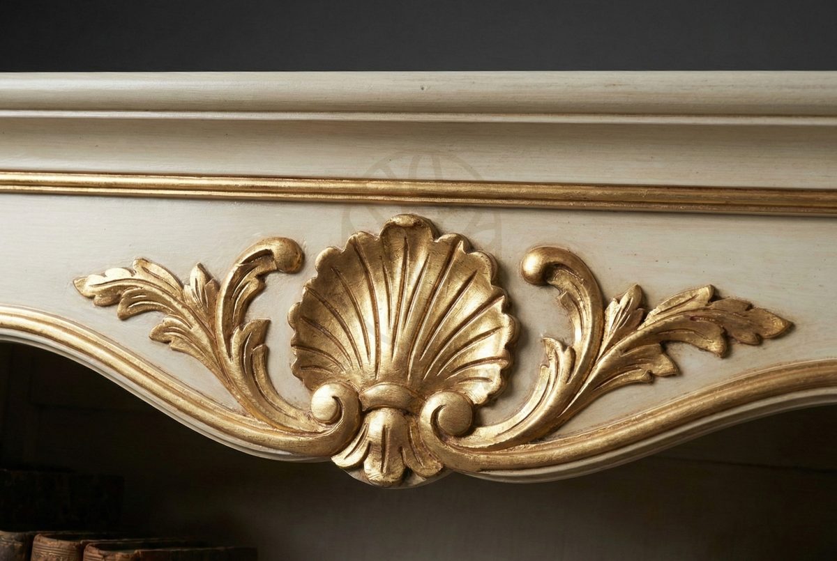 Royal Hand Carved Teak Château Rocaille Library Cabinet, Saharanpur, view 4