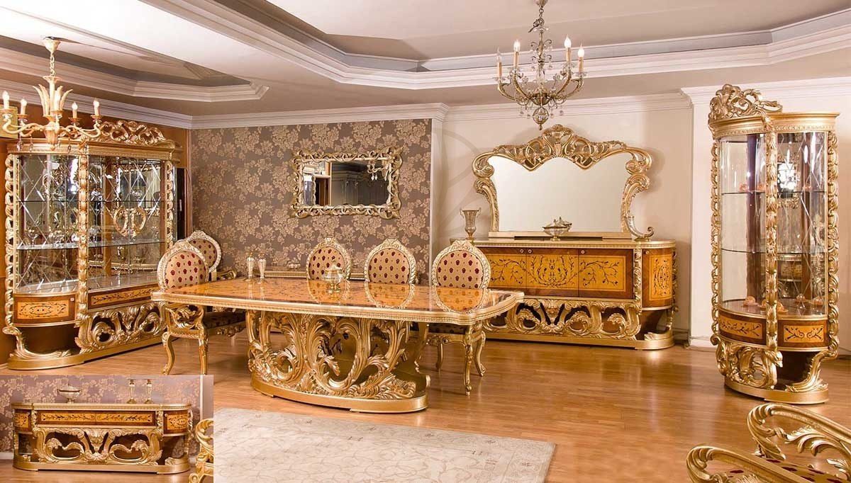 Royal Alenas Walnut Hand Carved Teak Dining Table Set, Saharanpur, view 2