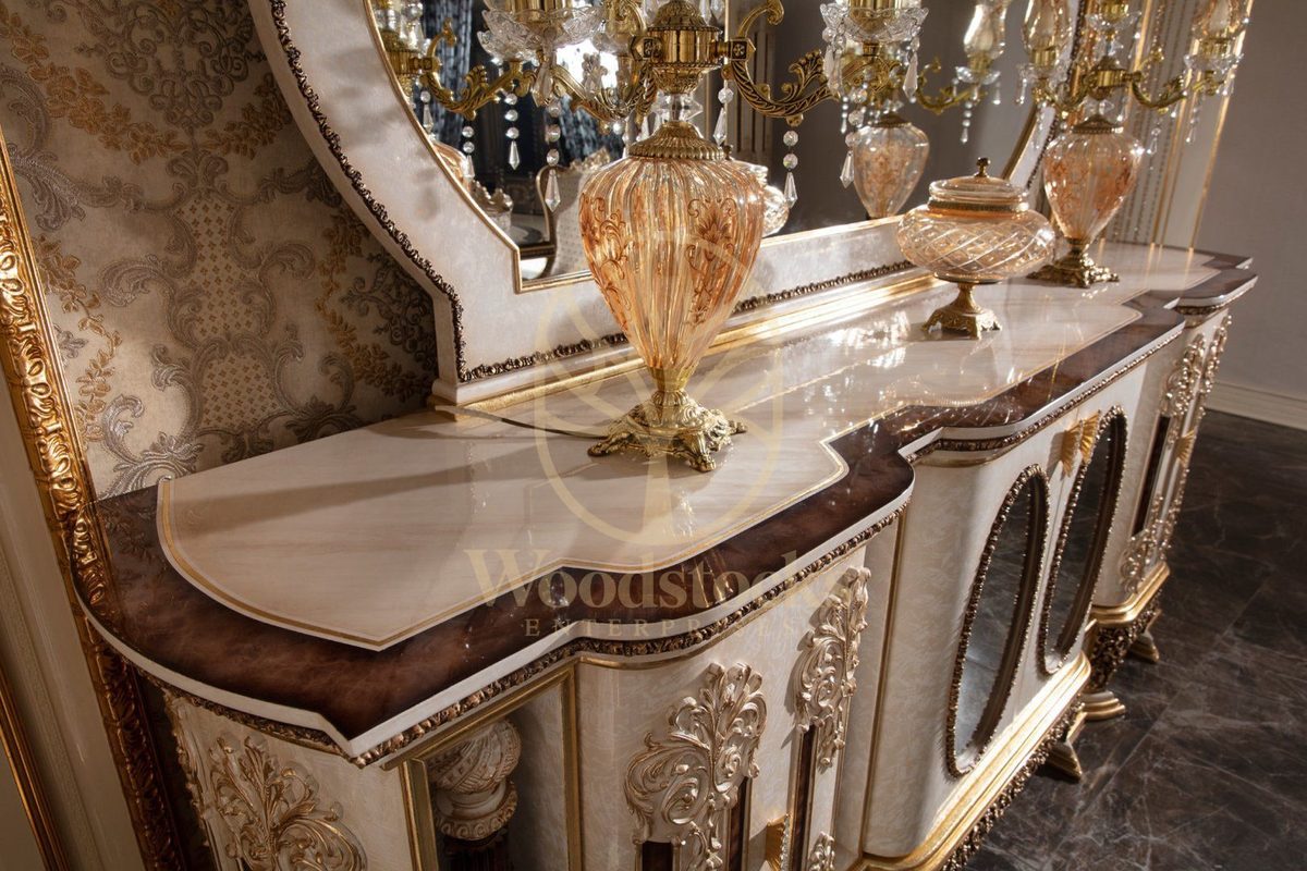 Teak Monaco Cream and Gold Dining Set, view 11