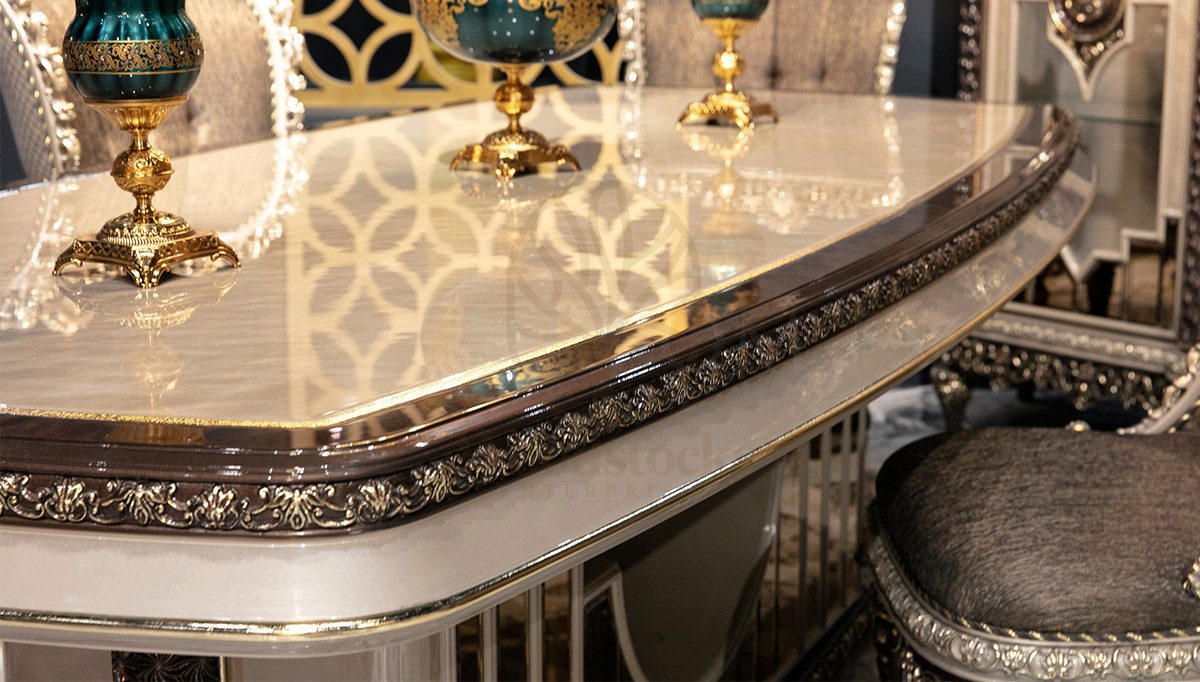 Royal Bolonya Hand Carved Teak Dining Table Set, Saharanpur, view 3