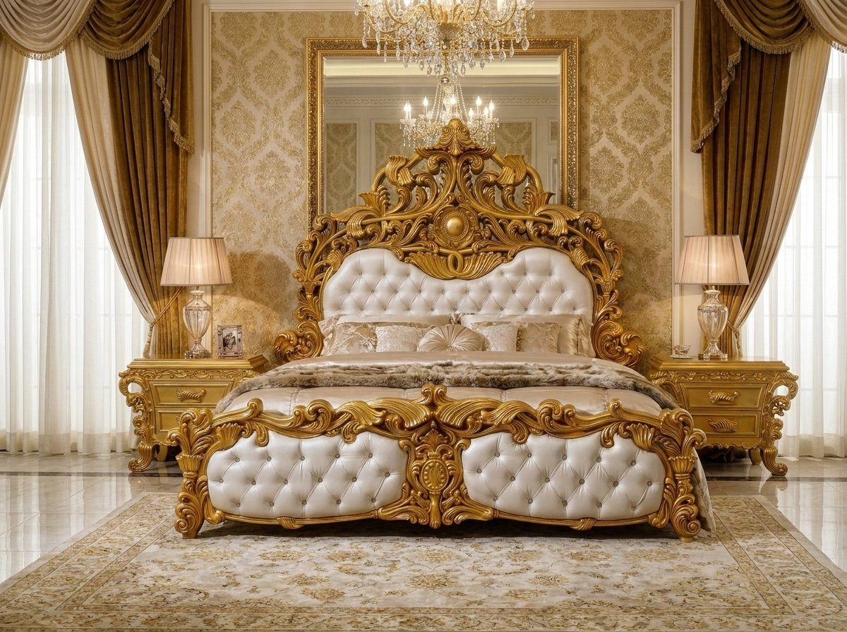 Maharaja Royal Carved Tufted King Bed, King Size Bed