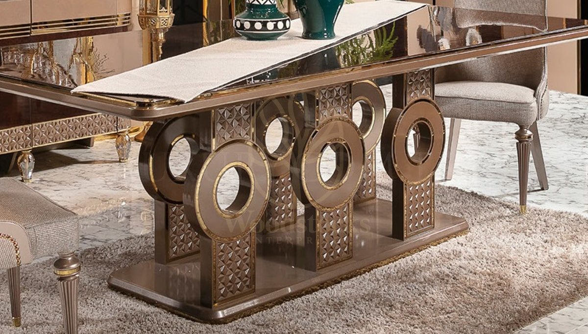 Royal Ahenk Hand Carved Teak Dining Table Set, Saharanpur, view 3