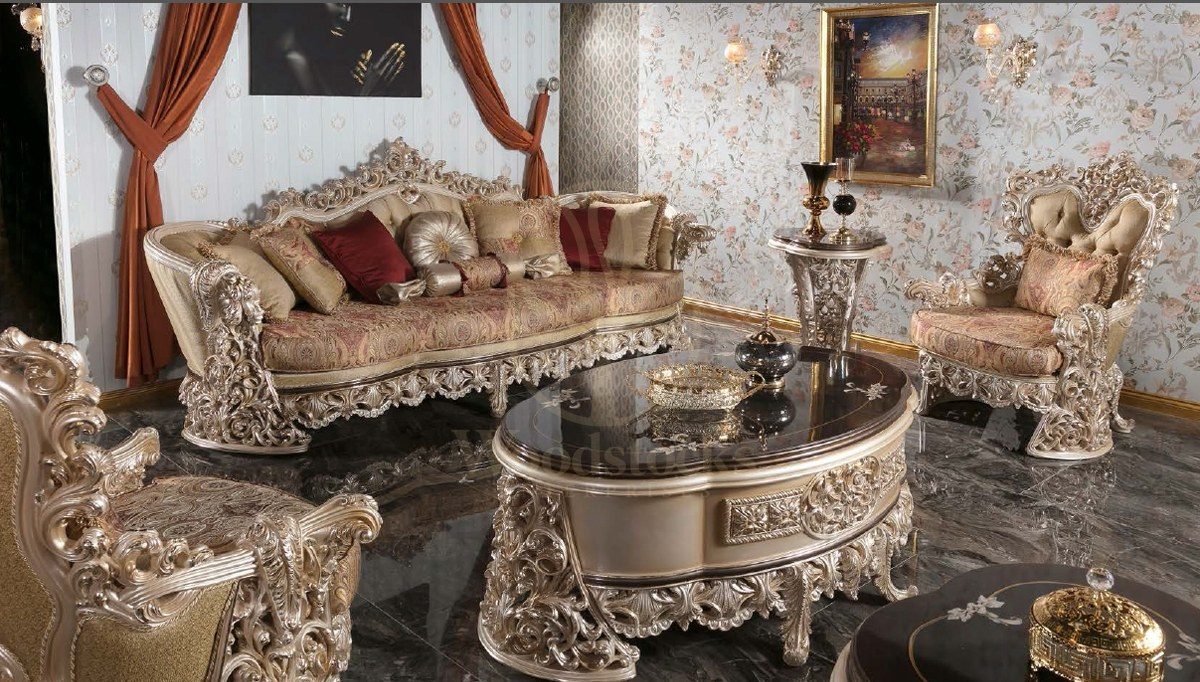 Royal Maskat Hand Carved Teak Sofa Set, Saharanpur, Sofa Set