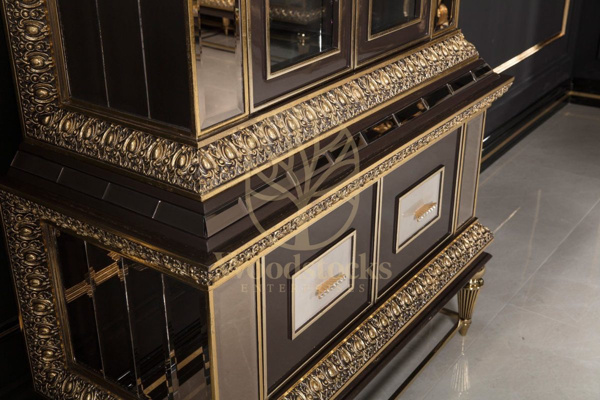 Teak Imperial Black and Gold Dining Set, view 3