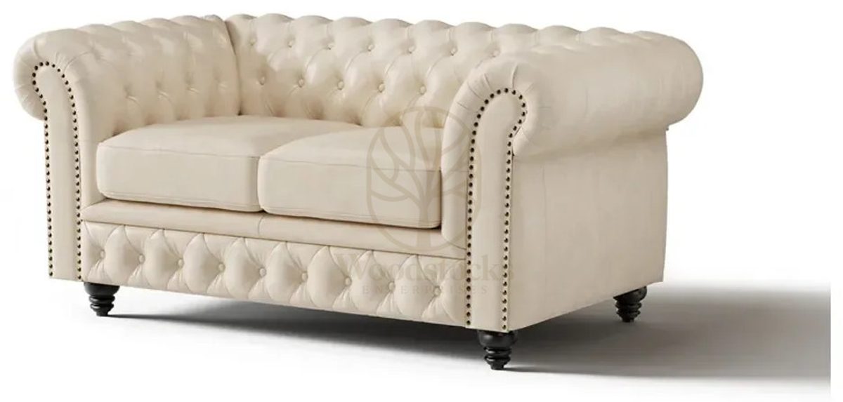 Royal Edmon White Chesterfield Hand Carved Teak Sofa Set, Saharanpur, view 8