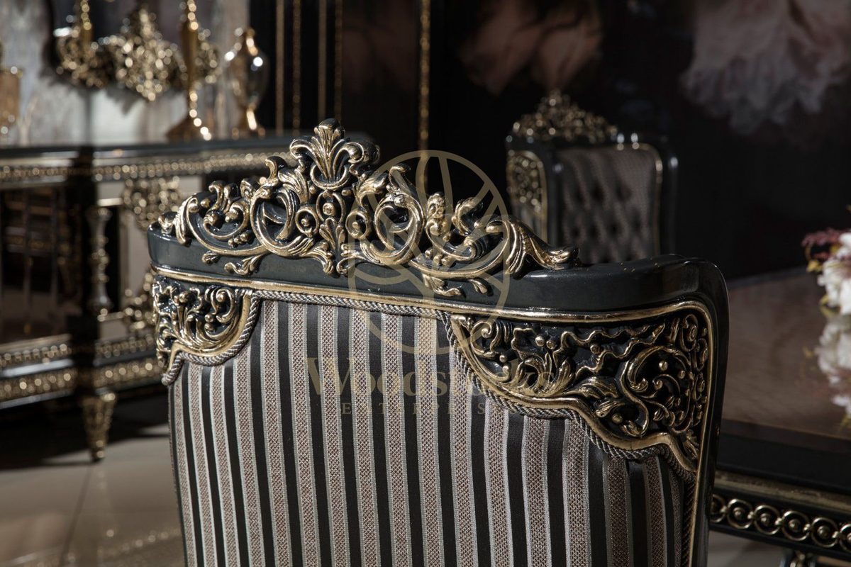 Teak Ornate Charcoal and Silver Dining Set, view 5