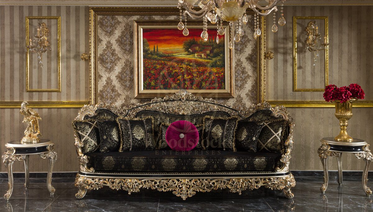 Royal Altay Black Hand Carved Teak Sofa Set II, Saharanpur, view 7