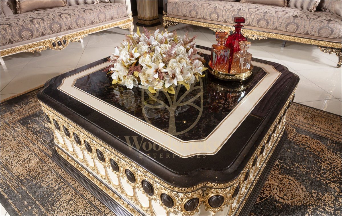 Teak Regal Black and Gold Center Table, view 2