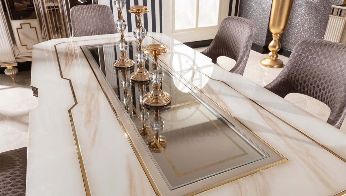 Luxury Hereford Cream Handcrafted Teak Dining Table Set, Saharanpur, view 3