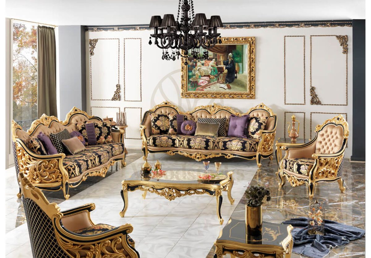 Royal Harzemsah Black Hand Carved Teak Sofa Set, Saharanpur, view 3
