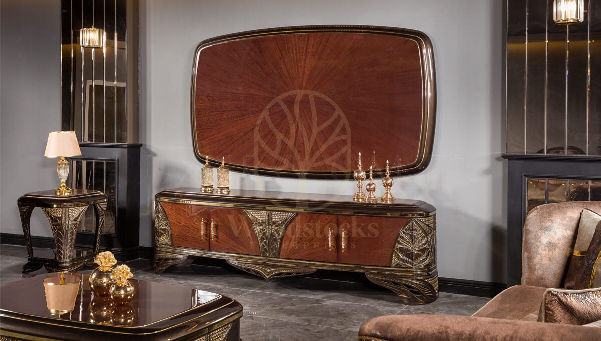 Luxury Viyola Brown Handcrafted Teak TV Cabinet, Saharanpur, view 4