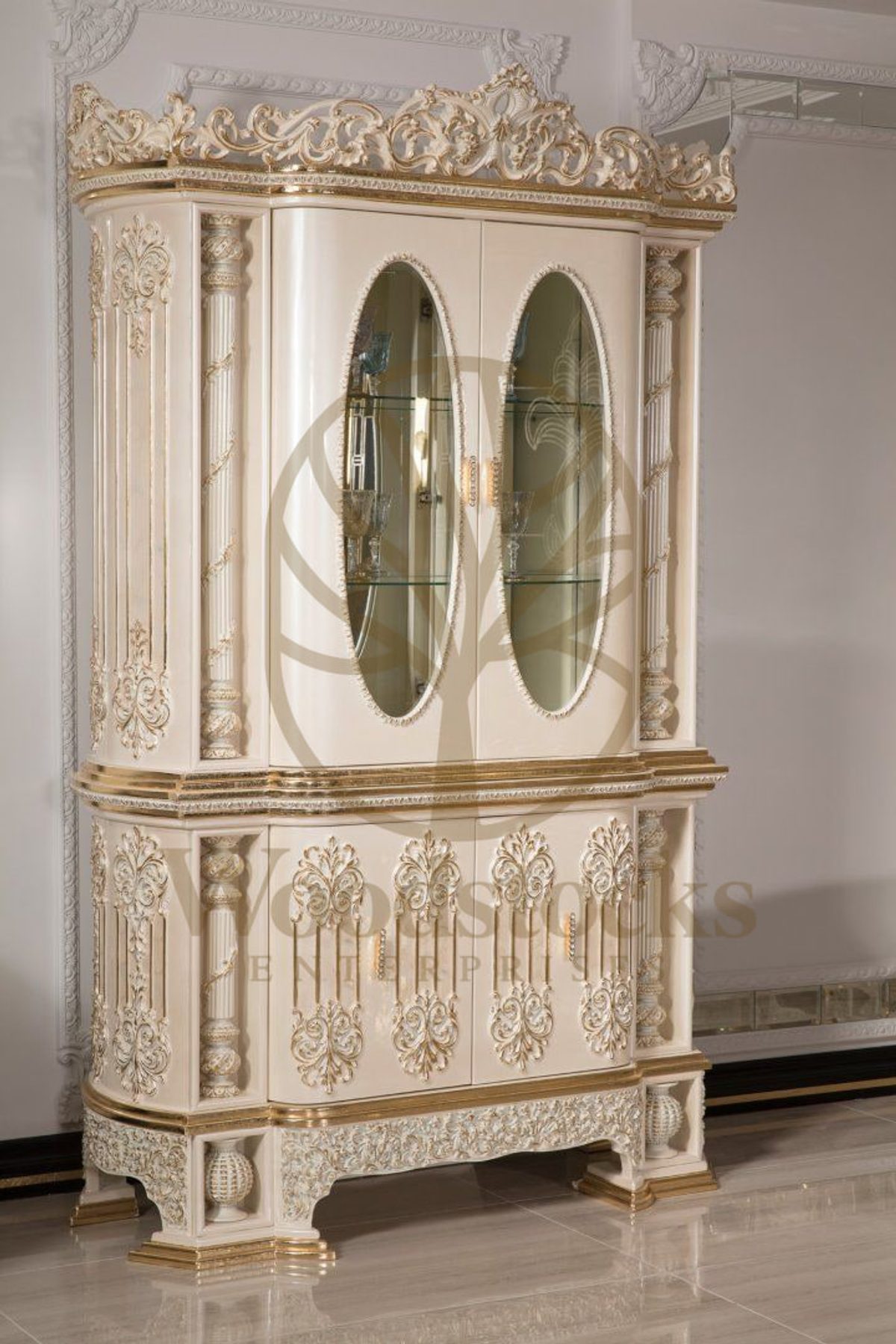 Teak Monaco Ivory and Gold Dining Set, view 15