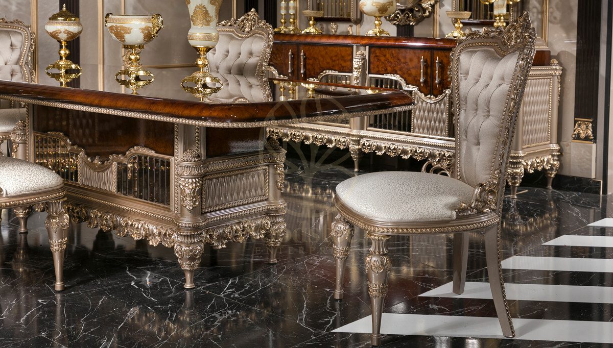 Royal Vesta Walnut Hand Carved Teak Dining Table Set, Saharanpur, view 3