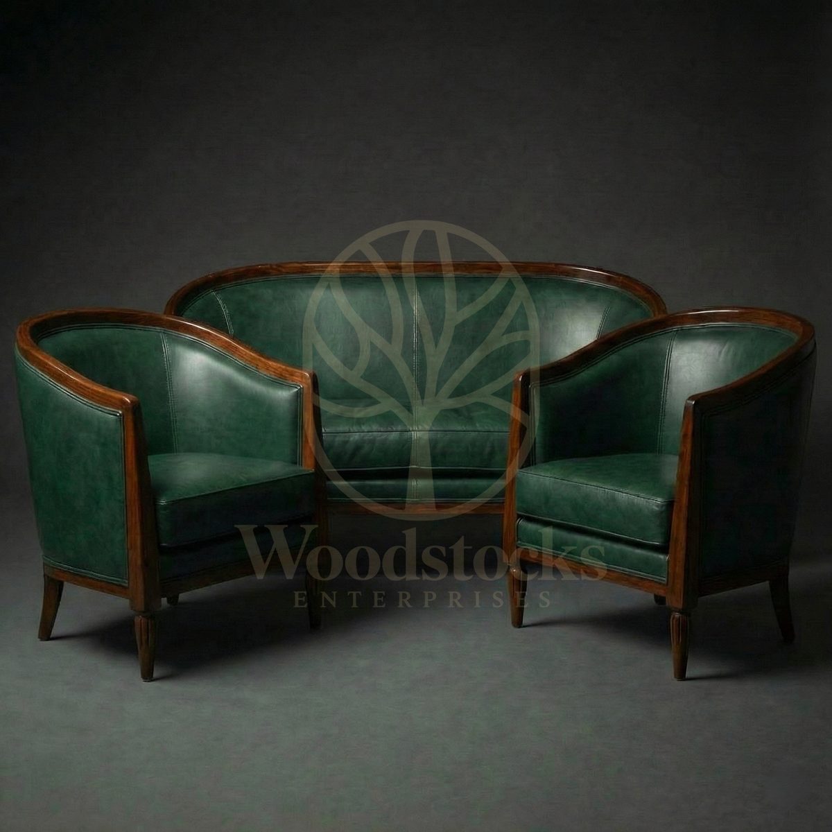 Luxury Teak Strasbourg Salon Art Deco Leather Sofa, Saharanpur, Sofa Set
