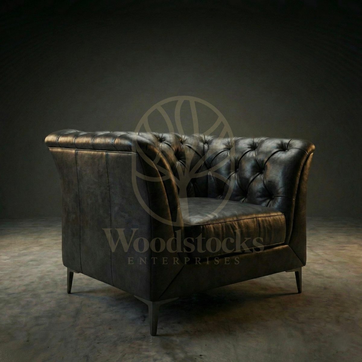 Luxury Teak St. James’s Club Modernist Chesterfield Sofa Set, Saharanpur, view 8