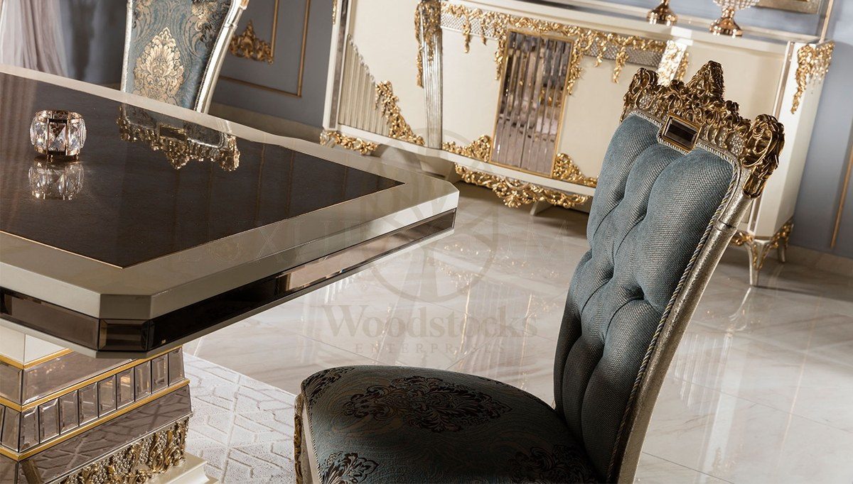 Royal Hanedan Hand Carved Teak Dining Table Set, Saharanpur, view 3