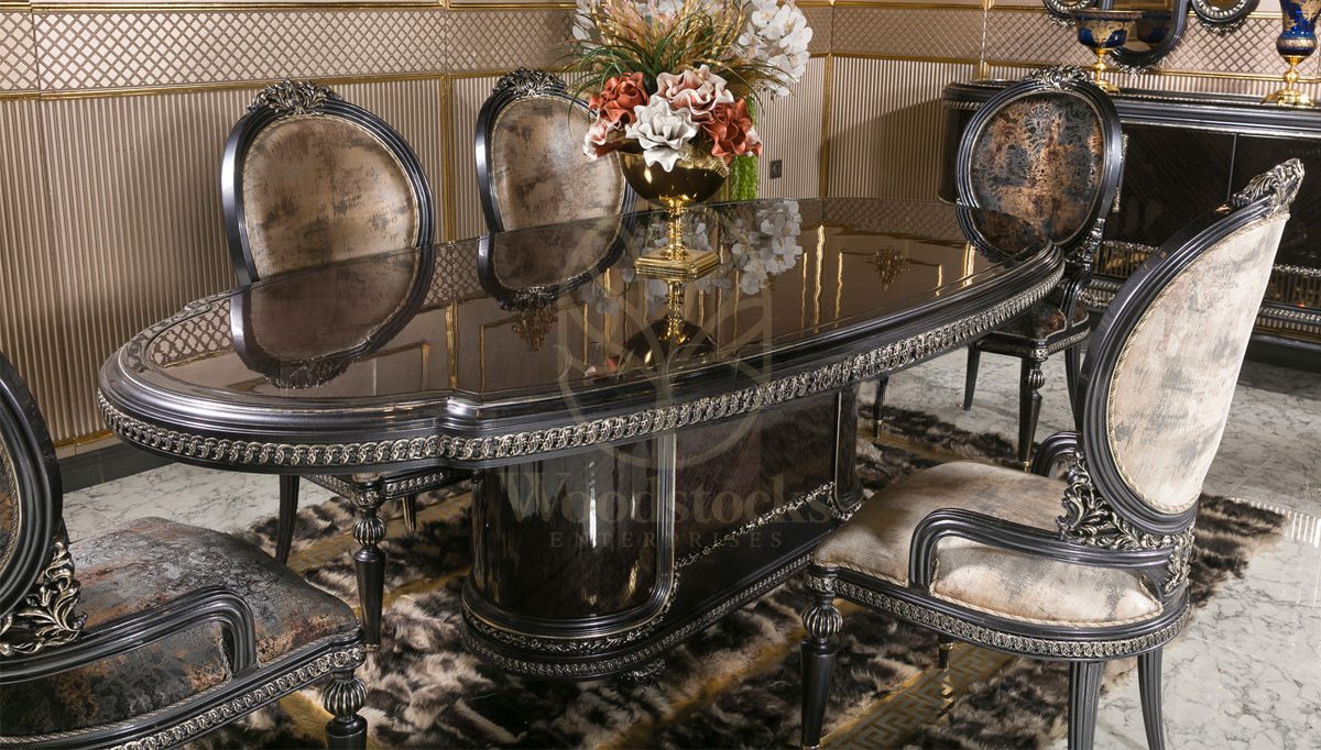Royal Basel Hand Carved Teak Dining Table Set, Saharanpur, view 3