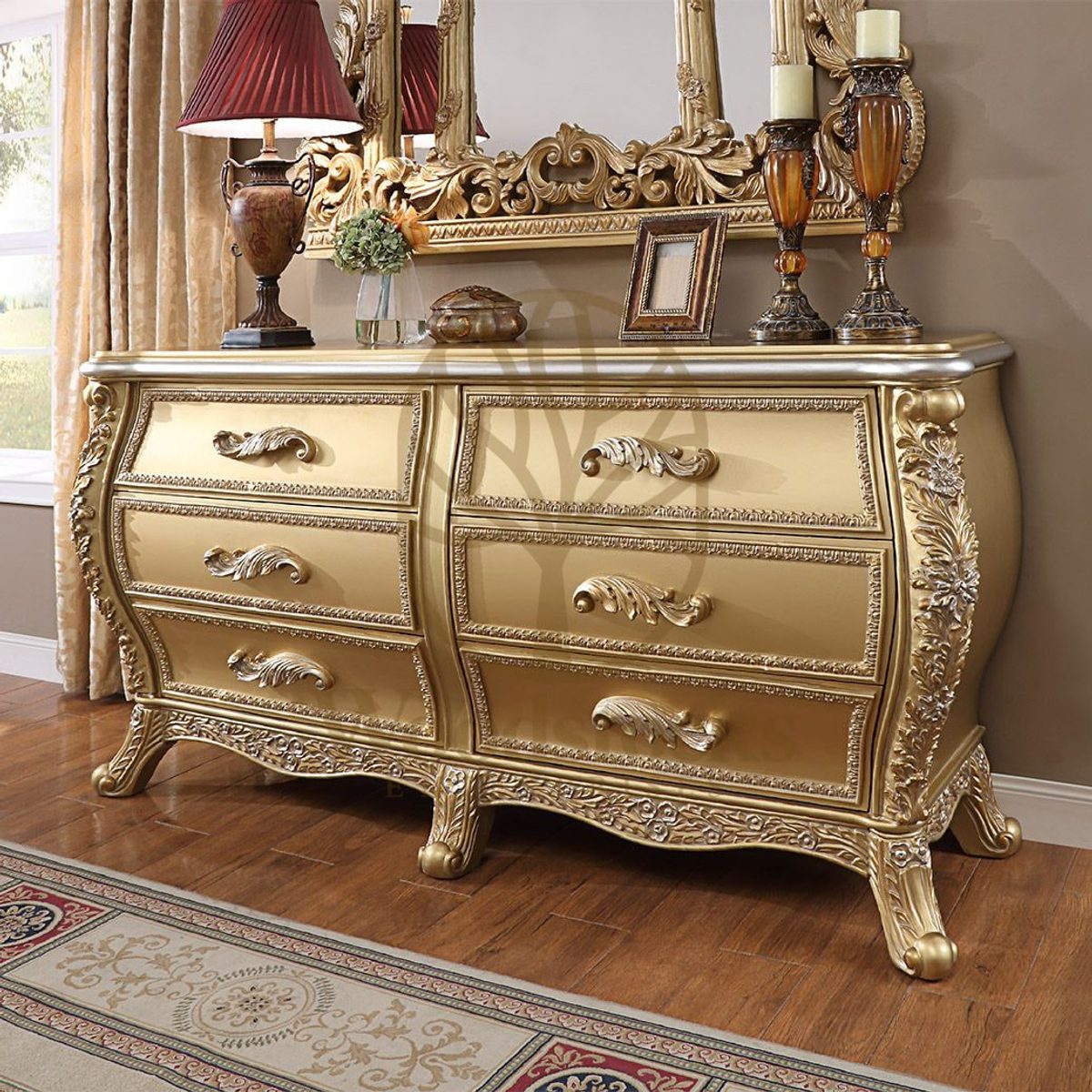 Teak Antique Gold Dressing Table, alternate view