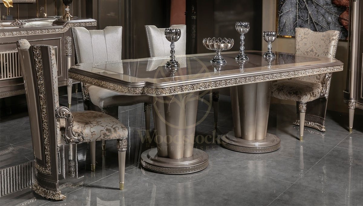 Royal Parla Hand Carved Teak Dining Table Set, Saharanpur, view 2