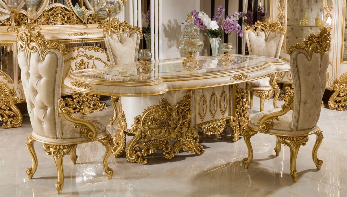 Royal Ayasofya Hand Carved Teak Dining Table Set II, Saharanpur, view 2