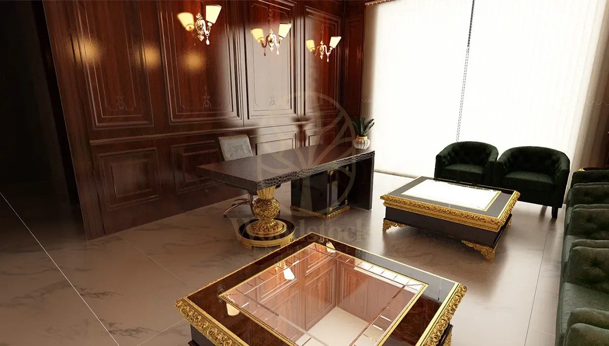 Royal Troy Hand Carved Teak Office Table, Saharanpur, view 4