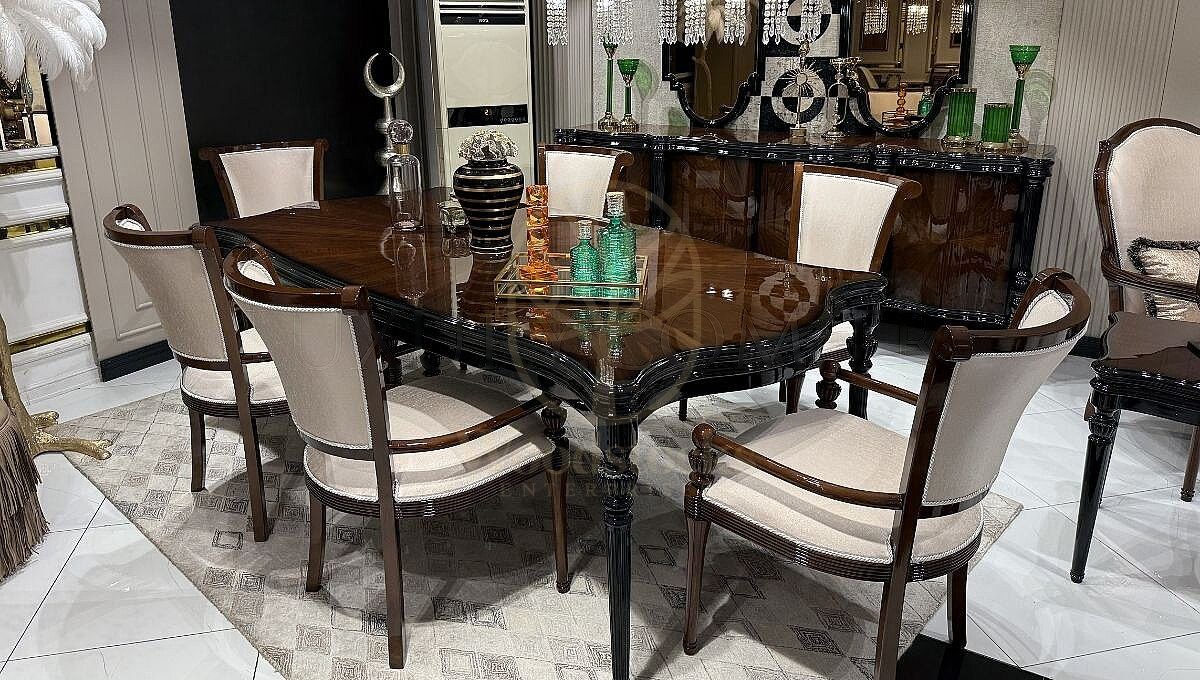 Royal Lorena Hand Carved Teak Dining Table Set, Saharanpur, view 2