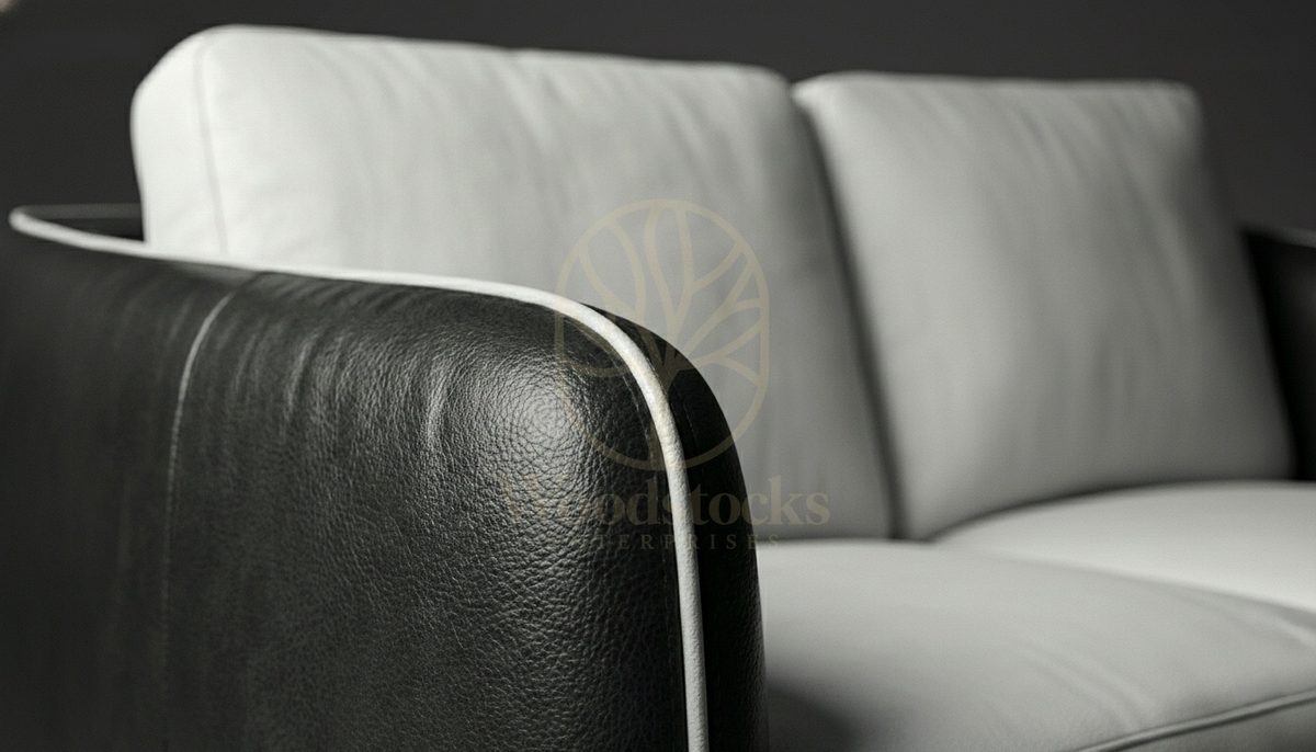 Luxury Teak Manhattan Modernist Leather 2 Seater Sofa, Saharanpur, view 3