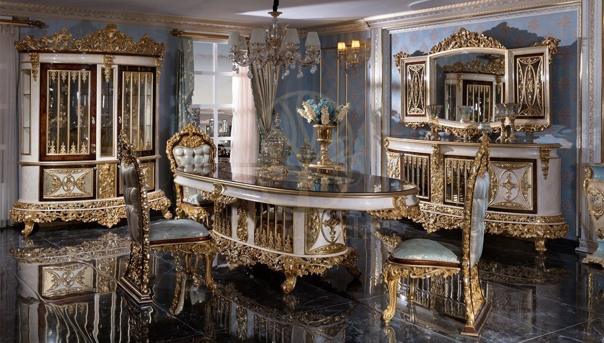 Royal Altay Hand Carved Teak Dining Table Set, Saharanpur, Dining Table