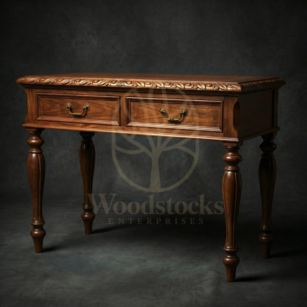 Hand Carved Teak Mayfair Classical Entry Console, Saharanpur, view 2